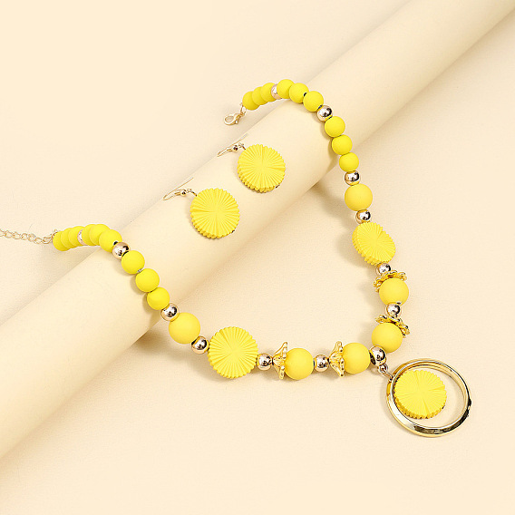 Комплекты из плоских круглых акриловых подвесок и серег-подвесок