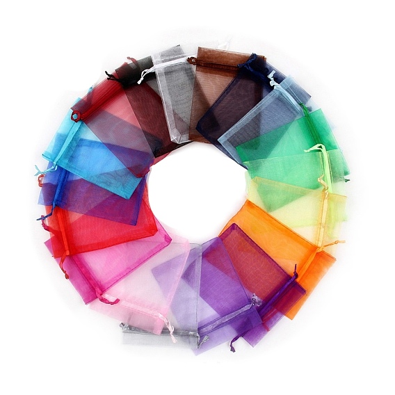 100шт. прямоугольные мешочки из органзы для рукоделия с завязками, на день рождения валентинки свадьба упаковка конфет