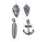 925 подвески из стерлингового серебра с соединительными кольцами, перо/якорь/наконечник стрелы, для изготовления ювелирных изделий, античное серебро