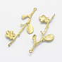 Brass Peg Bails Pendants, For Half Drilled Beads, Lead Free & Cadmium Free & Nickel Free, Plum Blossom Branch