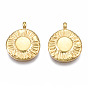Ion Plating(IP) 304 Stainless Steel Charms, Flat Round