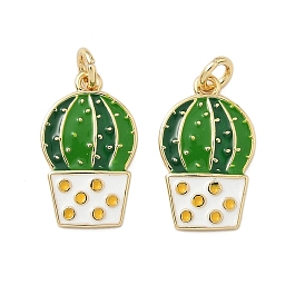 Латунь эмаль прелести, кактус прелести, с прыжковых колец, стойки покрытие, реальный 18 k позолоченный, без свинца и без кадмия, долговечный