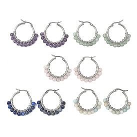 Круглые серьги-кольца с драгоценными камнями, с 304 вывод из нержавеющей стали