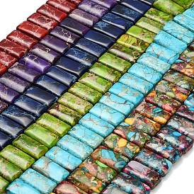 Натуральные имперские нитки из бисера яшмы, окрашенные, прямоугольные, 2-луночное