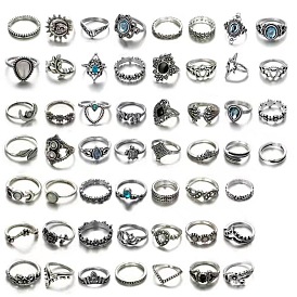 Vintage Alloy Ring Set - Gemstone Ring Set for Jewelry Making