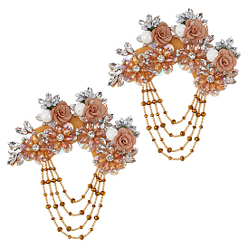 2 шт. тканевые лоскуты с цветочным узором и бисером, со стеклом, аксессуары для костюма, швейные украшения