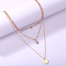 Geometric Diamond Pendant Necklace for Women, Minimalist and Chic