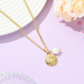 Монета с изображением ангела 304 кулон из нержавеющей стали и натурального жемчуга 304 цепочки из нержавеющей стали для женщин, белые