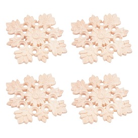 Natural Solid Wood Carved Onlay Applique Craft, Unpainted Onlay Furniture Home Decoration, Flower