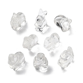 Natural Quartz Crystal Carved Half Hole Beads, Rock Crystal Animal Beads