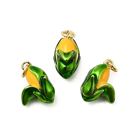 Латунь эмаль подвески, долговечный, без свинца и без кадмия, с целью перехода в кольце, Кукурузный шарм, стойки покрытие