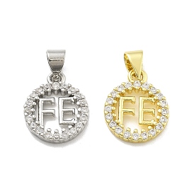Стойка металлическая латунная микропрофилированная кубическая циркония подвески, круглый со словом fe, без свинца и без кадмия, долговечный