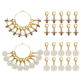 10 шт. 2 маркеры стежков с замком подвески из сплава эмали, Сплав с застежками когтя омара