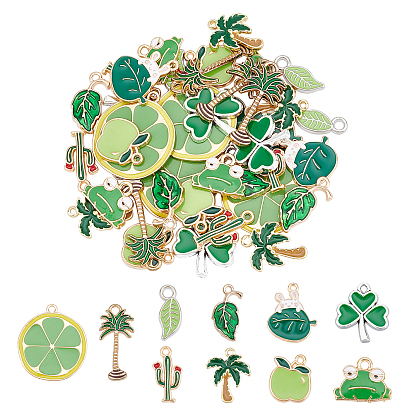 40Pcs 10 Style Light Gold Plated Alloy Enamel Pendants