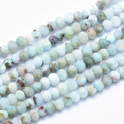 Natural Larimar Beads Strands, Grade AB, Faceted, Rondelle
