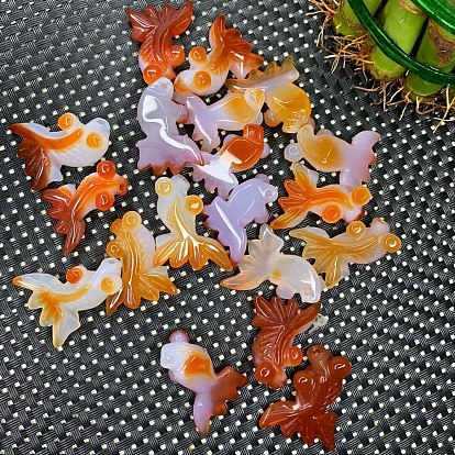 Natural Agete Goldfish Ornaments, Reiki Stones Home Office Desktop Feng Shui Decorations