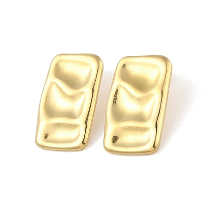 Ion Plating(IP) 304 Stainless Steel Stud Earrings for Women, Texture Rectangle