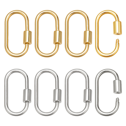 8 шт. 2 цвета латунный винтовой карабин, подвески с замком, для изготовления ожерелий, овальные