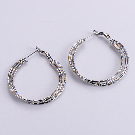 6 пары тройных серег-колец из нержавеющей стали