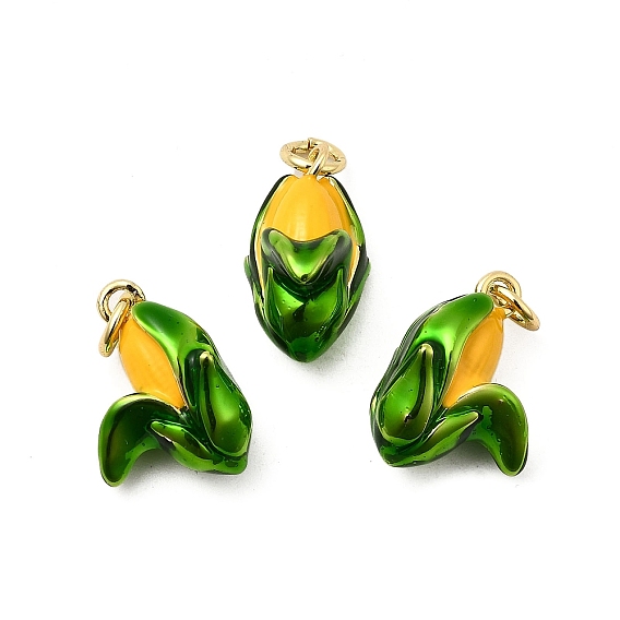 Латунь эмаль подвески, долговечный, без свинца и без кадмия, с целью перехода в кольце, Кукурузный шарм, стойки покрытие