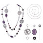 DIY Necklace Making, with Flat Round Tibetan Style Alloy Filigree Joiners, Gemstone Bead, Alloy Bead, Glass Bead and Iron Cable Chains