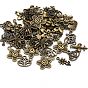 Tibetan Style Alloy Pendants, Flower, Mixed Style, 8~65x6~47x1~8mm, Hole: 1~11x8mm