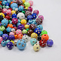 Metal Enlaced Round Acrylic Beads, 6~14mm, Hole: 1~3mm