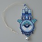 Wood Hamsa Hand/Hand of Miriam with Evil Eye Hanging Ornament, for Car Rear View Mirror Decoration