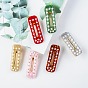 Rectangle Glitter Acrylic No Bend Alligator Hair Clips for Women, No Crease Curl Pins, with Rhinestone & Plastic Imitation Pearls
