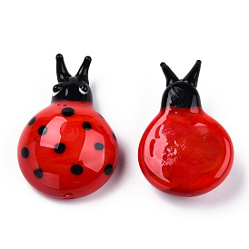 Handmade Lampwork Home Decorations, 3D Ladybug Ornaments for Gift