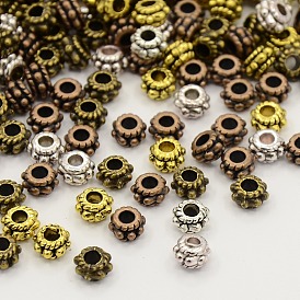 Tibetan Style Flower Spacer Beads, 5x3mm, Hole: 2mm, about 2550pcs/500g
