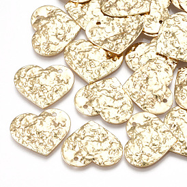 Pendentifs en laiton, cœur, réel 18 k plaqué or
