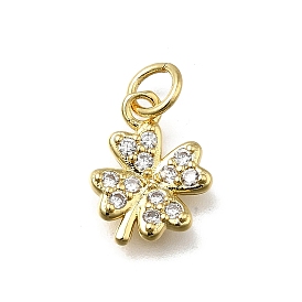 Латунные микро проложить кубического циркония подвески, клевер амулеты, без кадмия и без свинца, стойки покрытие, долговечный, с целью перехода в кольце