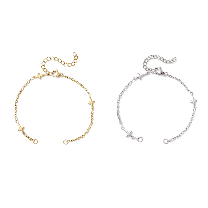 2 шт. 304 изготовление браслетов из нержавеющей стали с поперечными связями, крестик