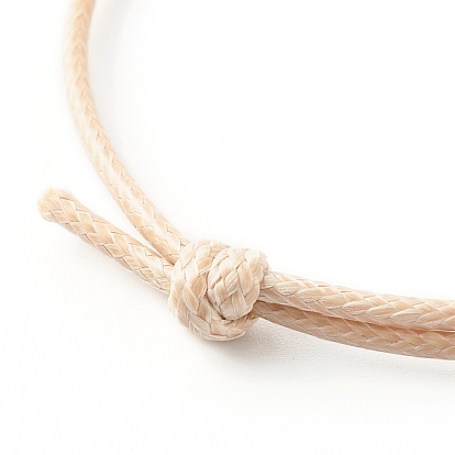 Paw Print European Beads Bracelet for Teen Girl Women, Adjustable Waxed Polyester Cord Bracelet, Antique Silver