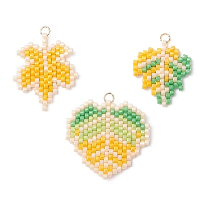 Подвески из стеклянных бусин в виде кленовых листьев, с 304 кольцом из нержавеющей стали, реальный 18 k позолоченный