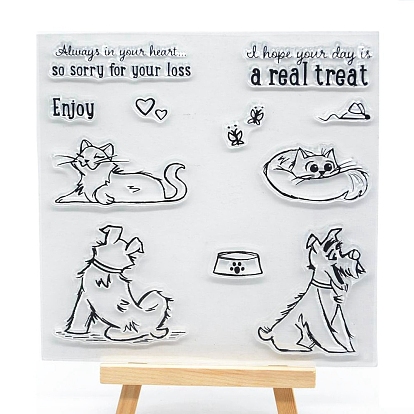 Dog & Cat Clear Silicone Stamps, for DIY Scrapbooking, Photo Album Decorative, Cards Making