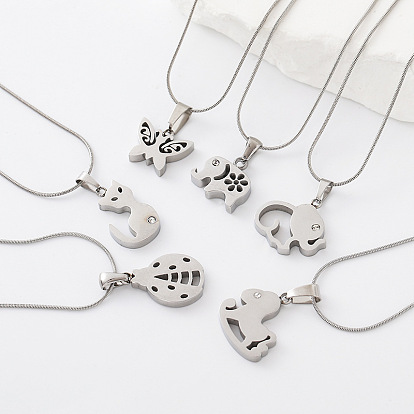 304 de acero inoxidable collares pendientes, color acero inoxidable, libre de deslustre