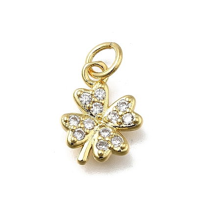 Латунные микро проложить кубического циркония подвески, клевер амулеты, без кадмия и без свинца, стойки покрытие, долговечный, с целью перехода в кольце