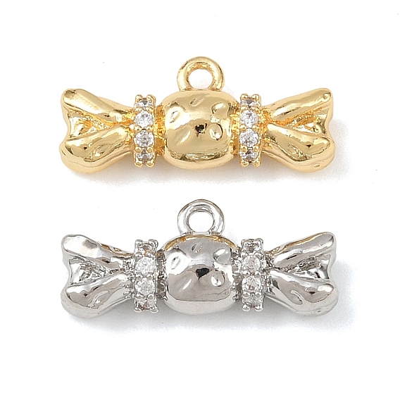 Латунные микропаве прозрачные подвески с фианитом, конфеты прелести, без кадмия, без никеля и без свинца