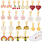 24 шт. 12 стили смешанных форм, подвесные украшения из сплава и эмали, с карабин-лобстерами , золотые