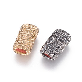 Бусины со стразами, полимерная глина , с латунной фурнитурой , прямоугольные