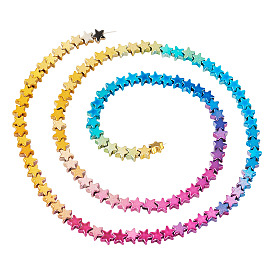 2 нити синтетических немагнитных гематитовых бусин с градиентным покрытием, звезда