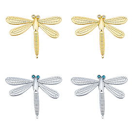 SUPERFINDINGS 2Sets 2 Colors Dragonfly Shape 3D Zinc Alloy Car Stickers, with Rhinestone & Adhesive Tape, for Cars, Motorbikes, Luggages, Skateboard Decor