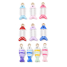 Подвески из эмали и сплава, рыбы прелести, золотые