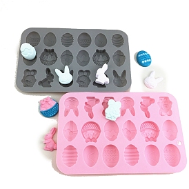 Easter Themed Food Grade Fondant Silicone Molds, For DIY Cake Decoration, Chocolate, Candy, Rabbit & Easter Egg & Basket