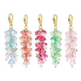 Trumpet Flower Glass Pendant Decorations, Lobster Clasp Charms, Clip-on Charms, for Keychain, Purse, Backpack Ornament