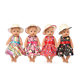 Cloth Doll Dress & Straw Hat, Doll Clothes Outfits, Fit for American 18 inch Girl Dolls