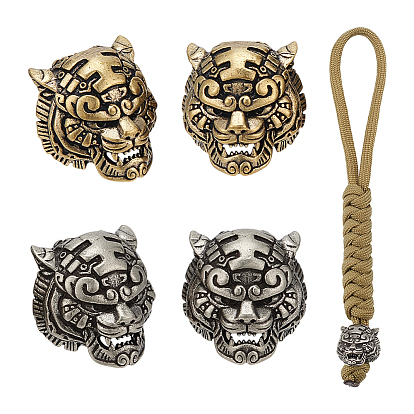 4Pcs 2 Colors Brass Beads, Tiger