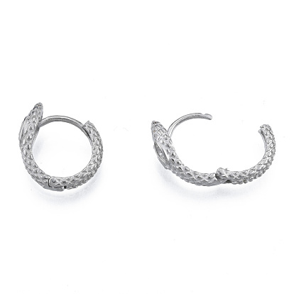 304 Stainless Steel Hoop Earrings Findings, Earring Settings for Rhinestone, Snake